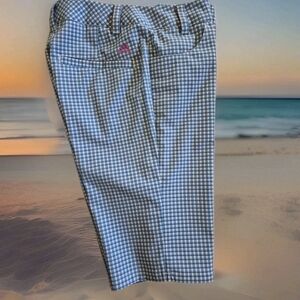 Adidas 21" Bermuda Golf Shorts Blue White Gingham Checked Women's 4 Lightweight